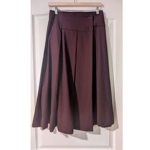 NEW Zara | High-waist Pleated Midi Skirt In Burgundy - Picture 6 of 11